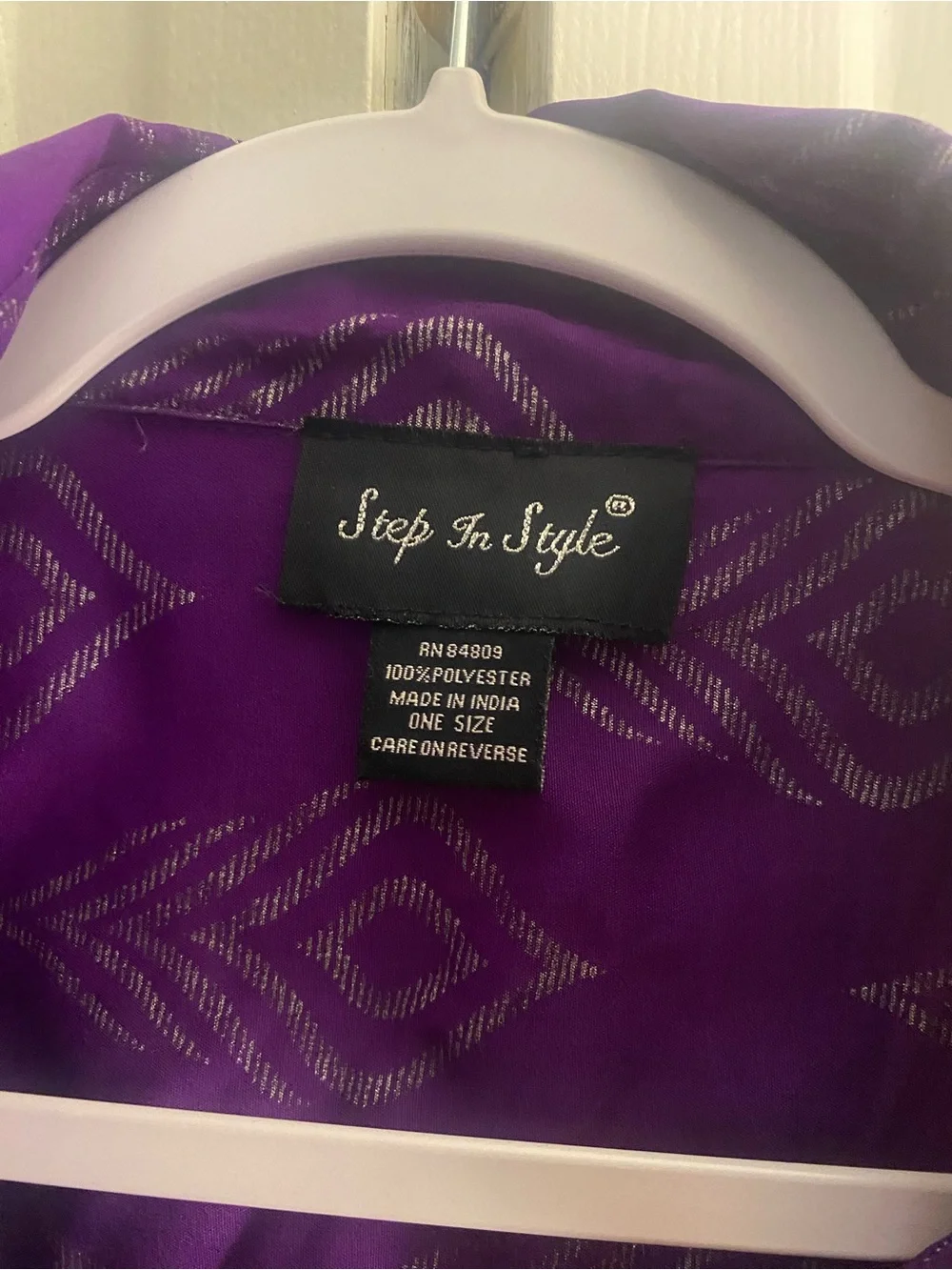 Step In Style Purple Metallic Pattern Kimono - Picture 3 of 3